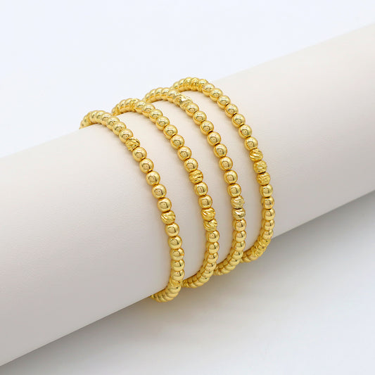Handmade Customizable 4mm Brass Beads Gold Plated Bracelet