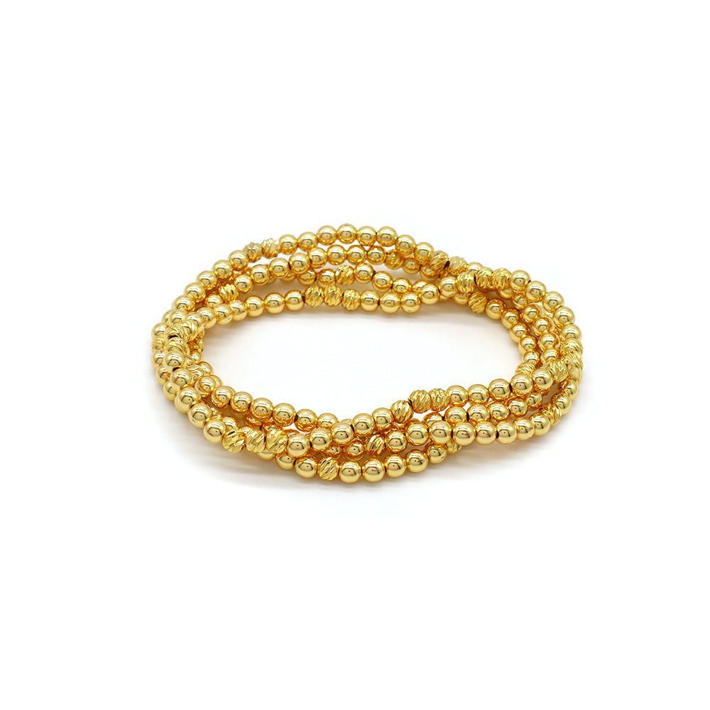 Handmade Customizable 4mm Brass Beads Gold Plated Bracelet