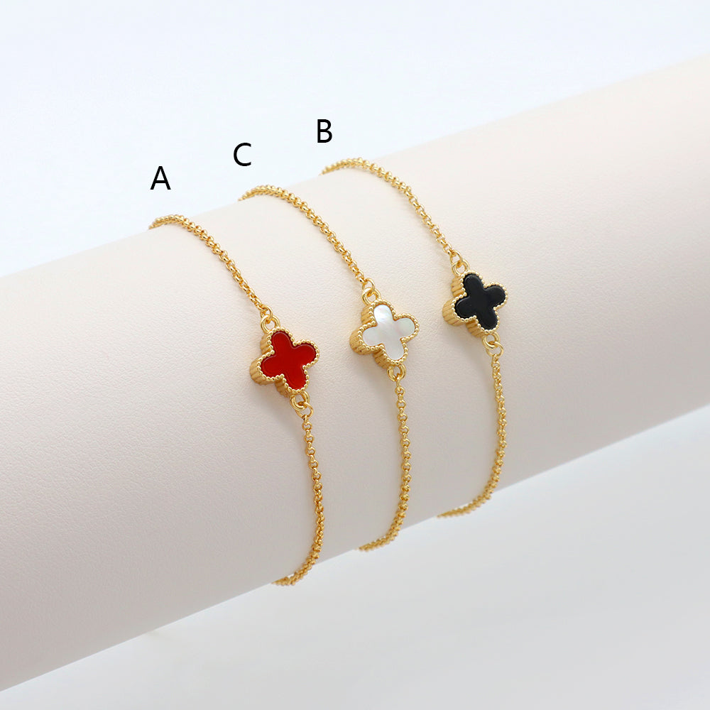 Handmade Customizable Natural Stone Brass Gold Plated 9mm Charm Bracelet