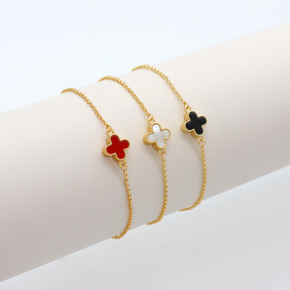 Handmade Customizable Natural Stone Brass Gold Plated 9mm Charm Bracelet