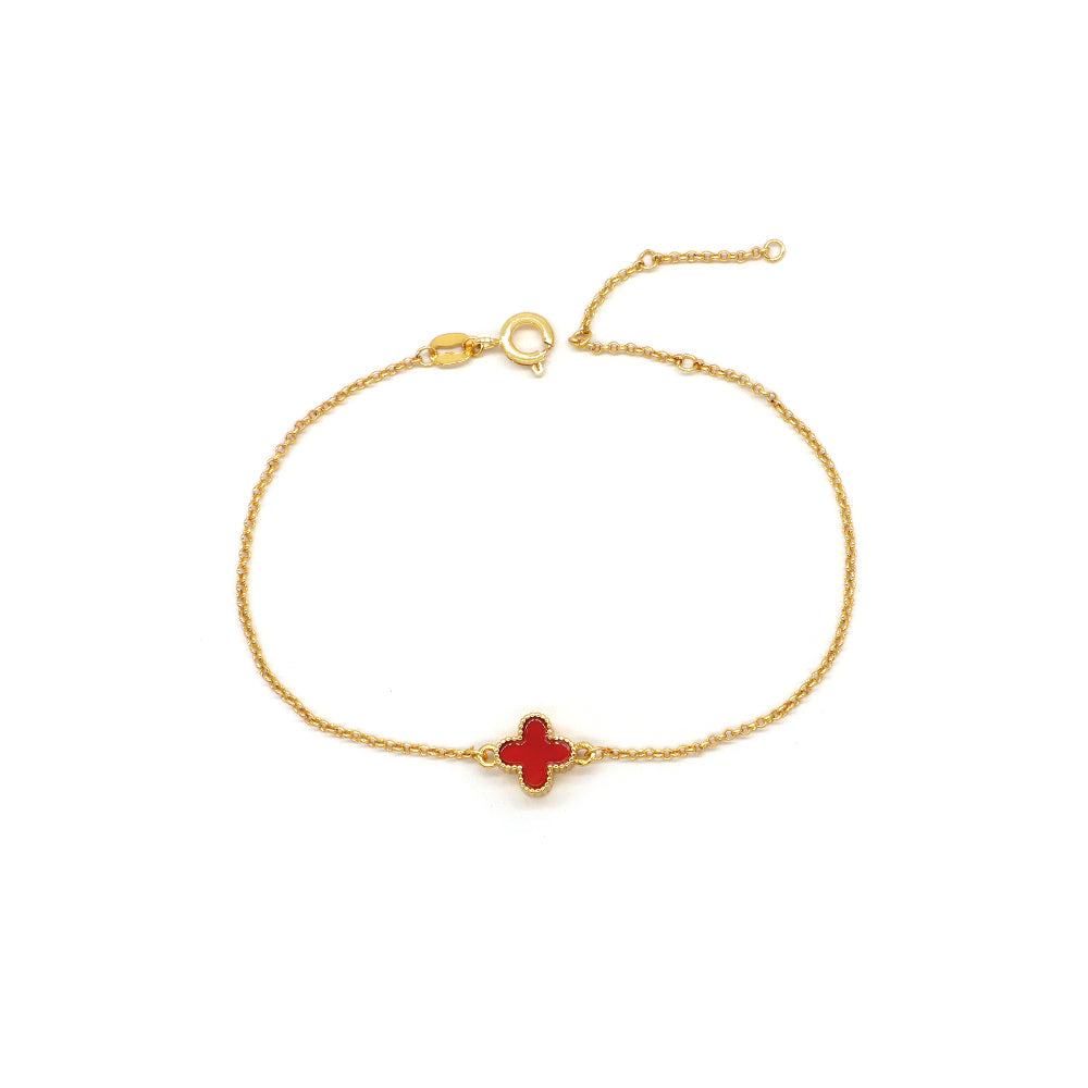 Handmade Customizable Natural Stone Brass Gold Plated 9mm Charm Bracelet