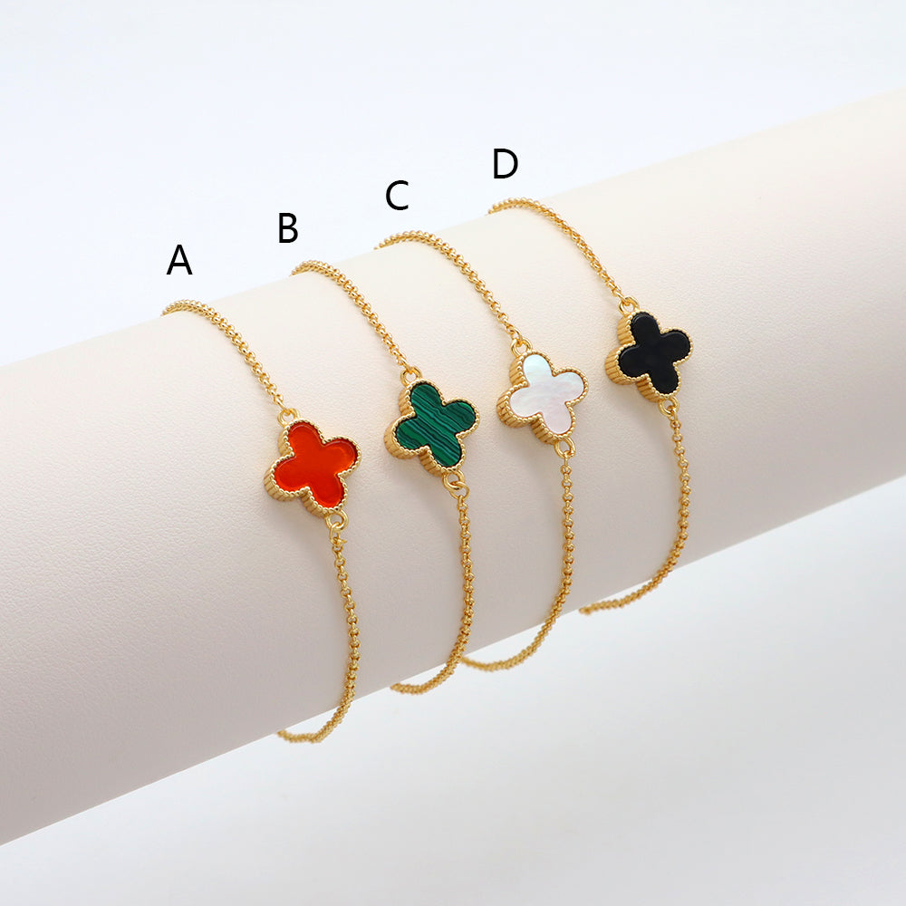 Handmade Customizable Natural Stone Brass Gold Plated 11mm Charm Bracelet