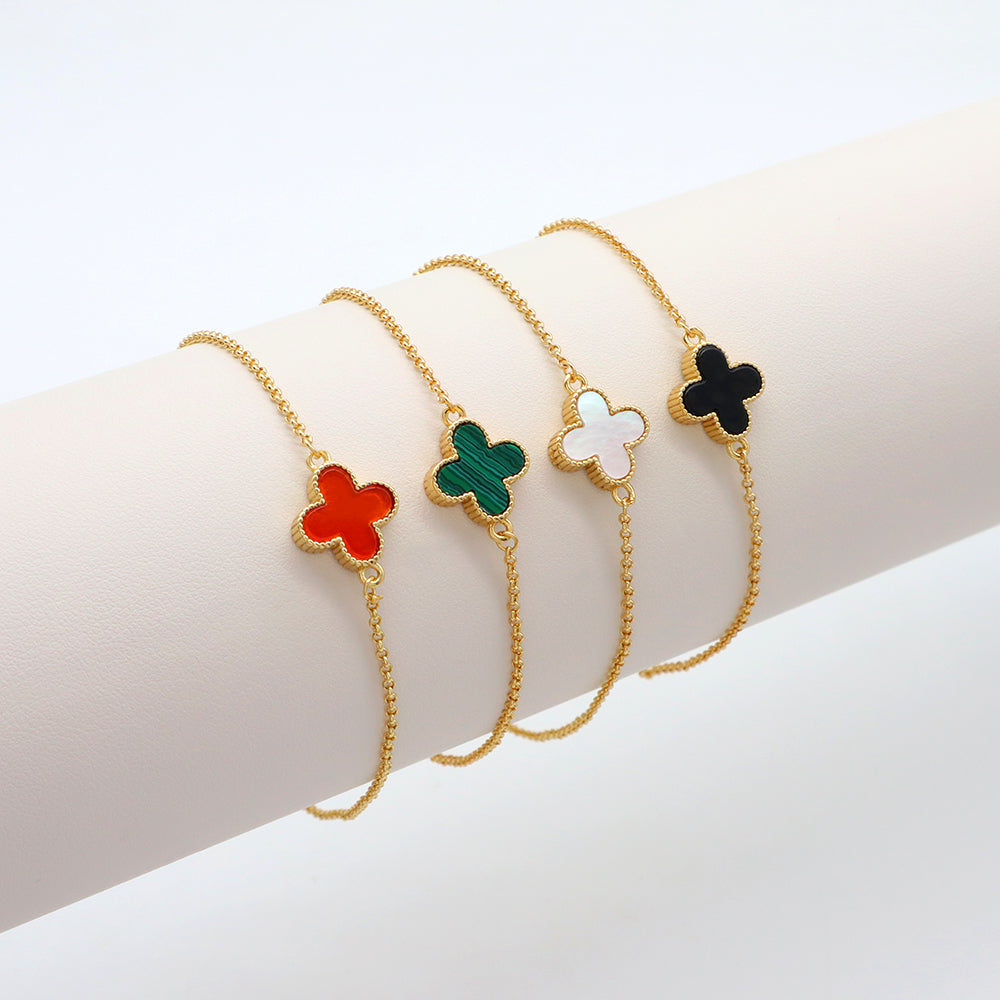 Handmade Customizable Natural Stone Brass Gold Plated 11mm Charm Bracelet