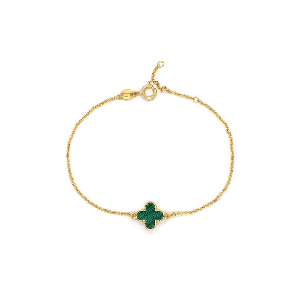 Handmade Customizable Natural Stone Brass Gold Plated 11mm Charm Bracelet