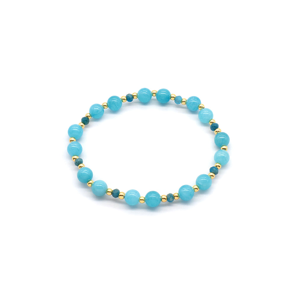 Handmade Customizable Natural Stone Beads Brass Gold Plated Bracelet