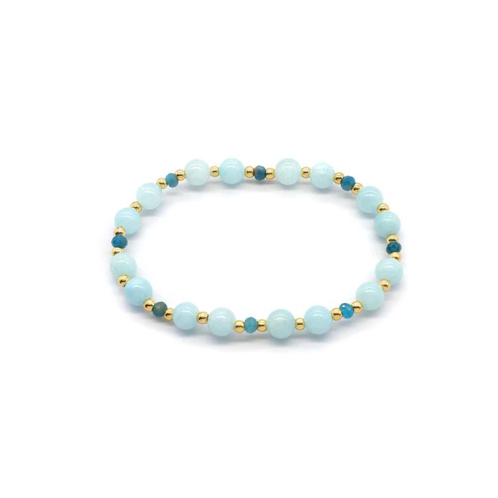 Handmade Customizable Natural Stone Beads Brass Gold Plated Bracelet