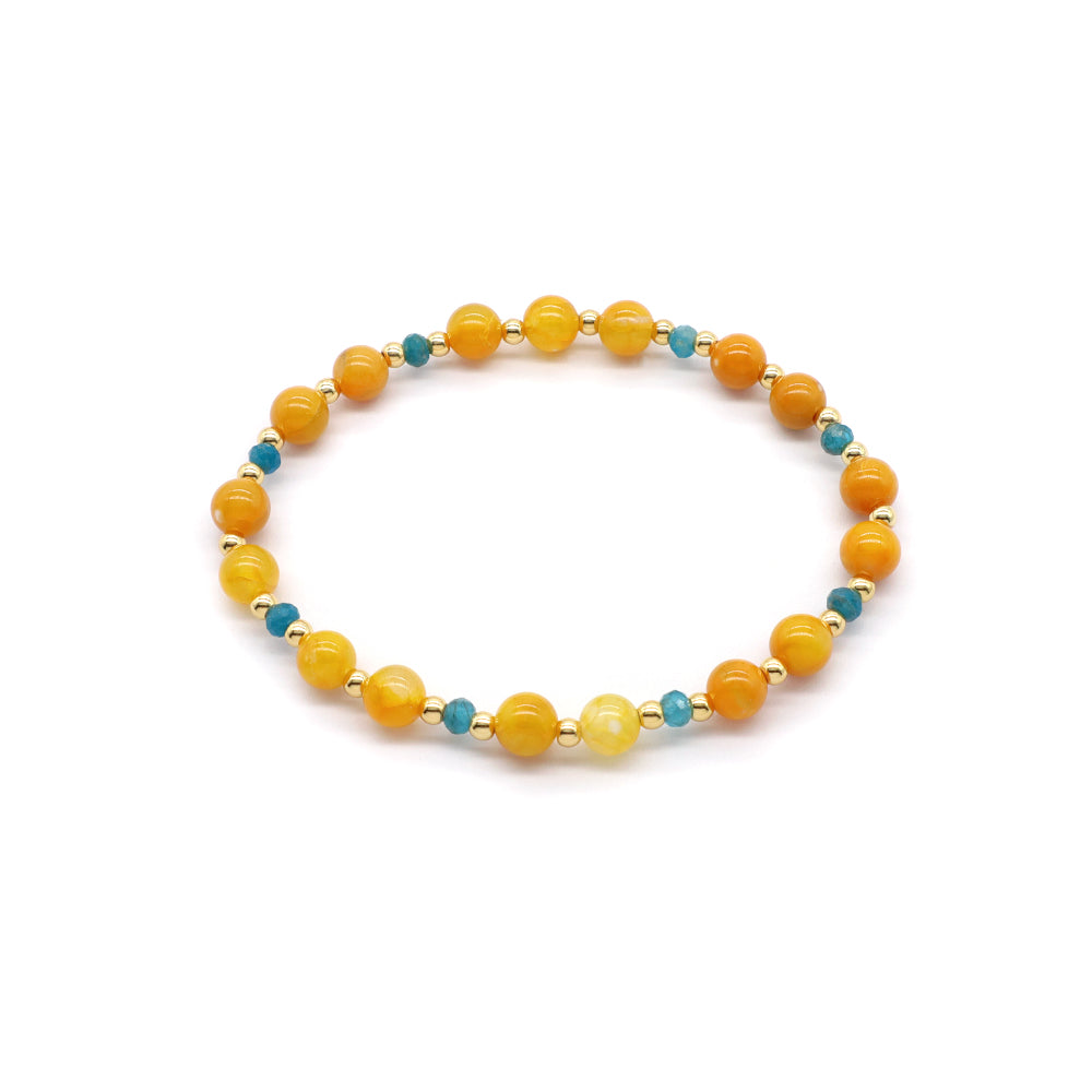 Handmade Customizable Natural Stone Beads Brass Gold Plated Bracelet