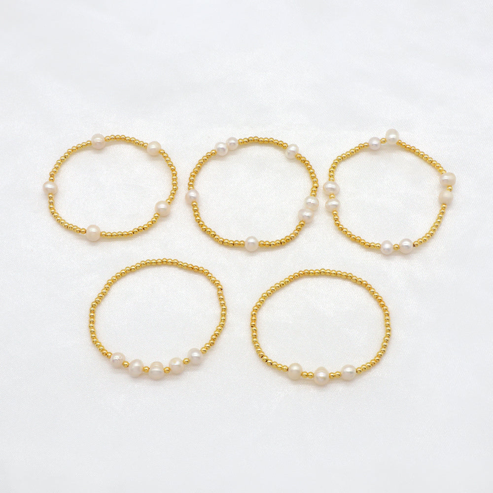 Handmade Customizable Brass Bracelet With Fresh Water Pearl Bracelet