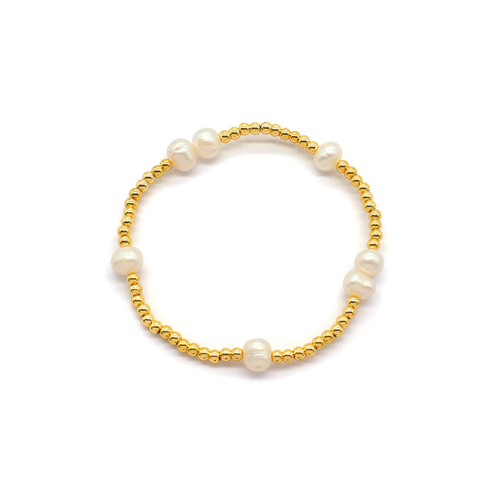 Handmade Customizable Brass Bracelet With Fresh Water Pearl Bracelet