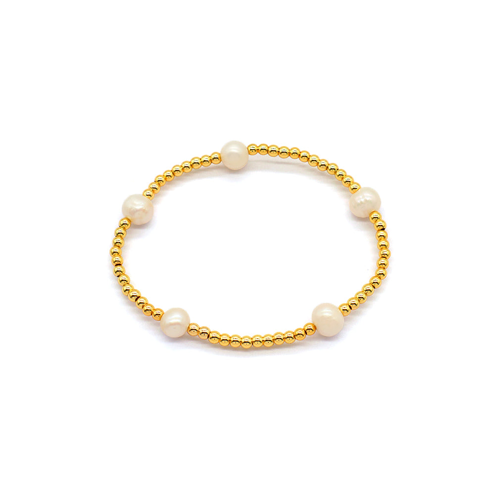 Handmade Customizable Brass Bracelet With Fresh Water Pearl Bracelet