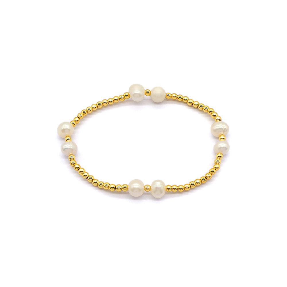 Handmade Customizable Brass Bracelet With Fresh Water Pearl Bracelet