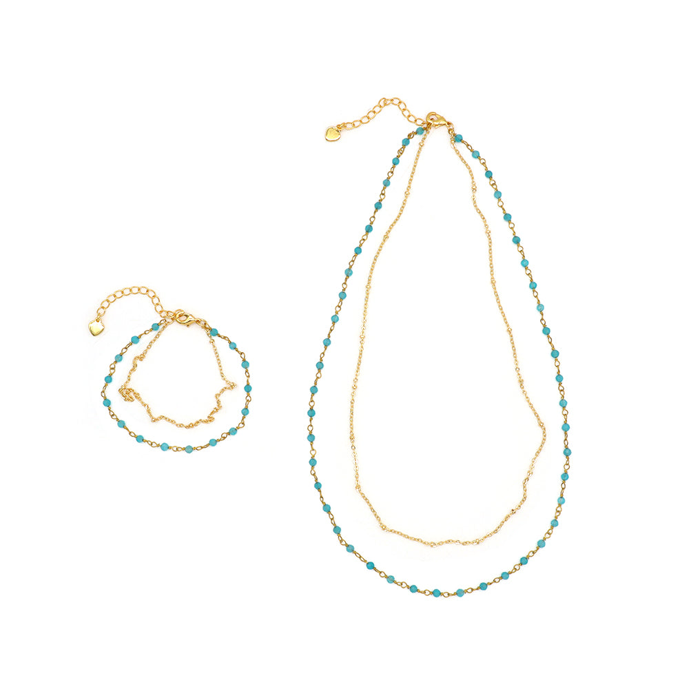 Handmade Custom Natural Stone Double Layer Necklace