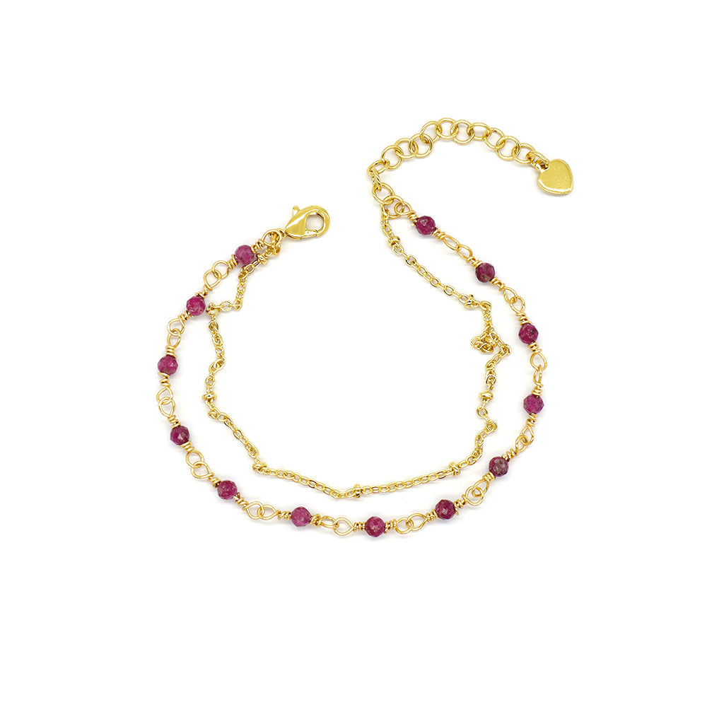 Handmade Customizable Natural Stone Double Layer Gold Plated Bracelet