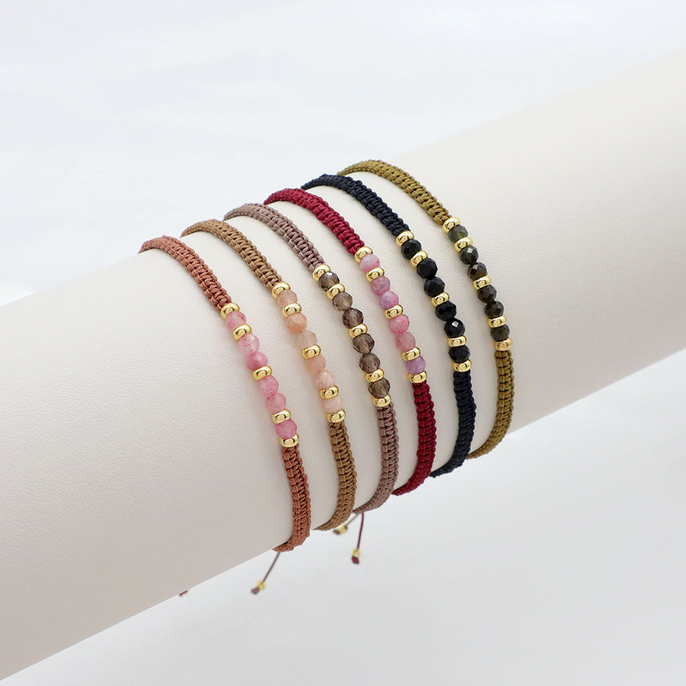 Handmade Customizable Natural Stone Brass Beads Gold Plated Bracelet