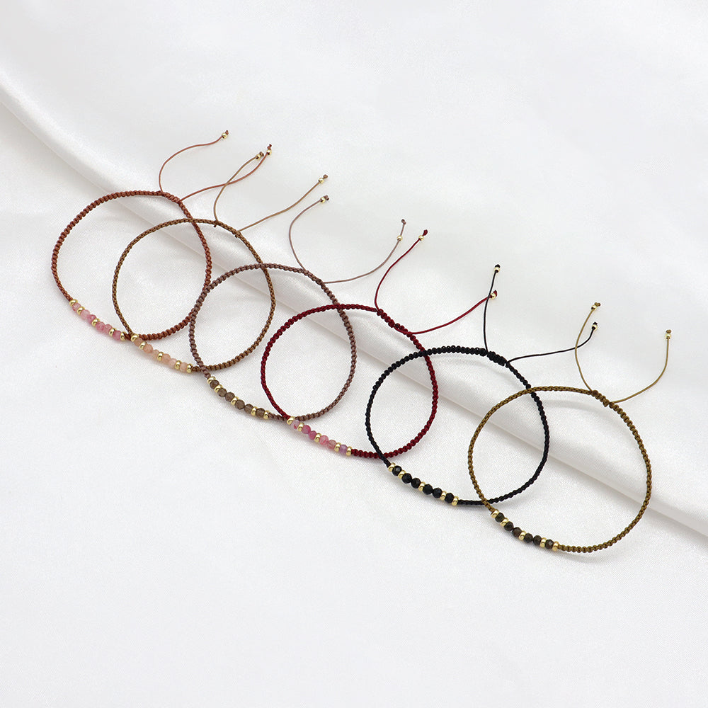 Handmade Customizable Natural Stone Brass Beads Gold Plated Bracelet