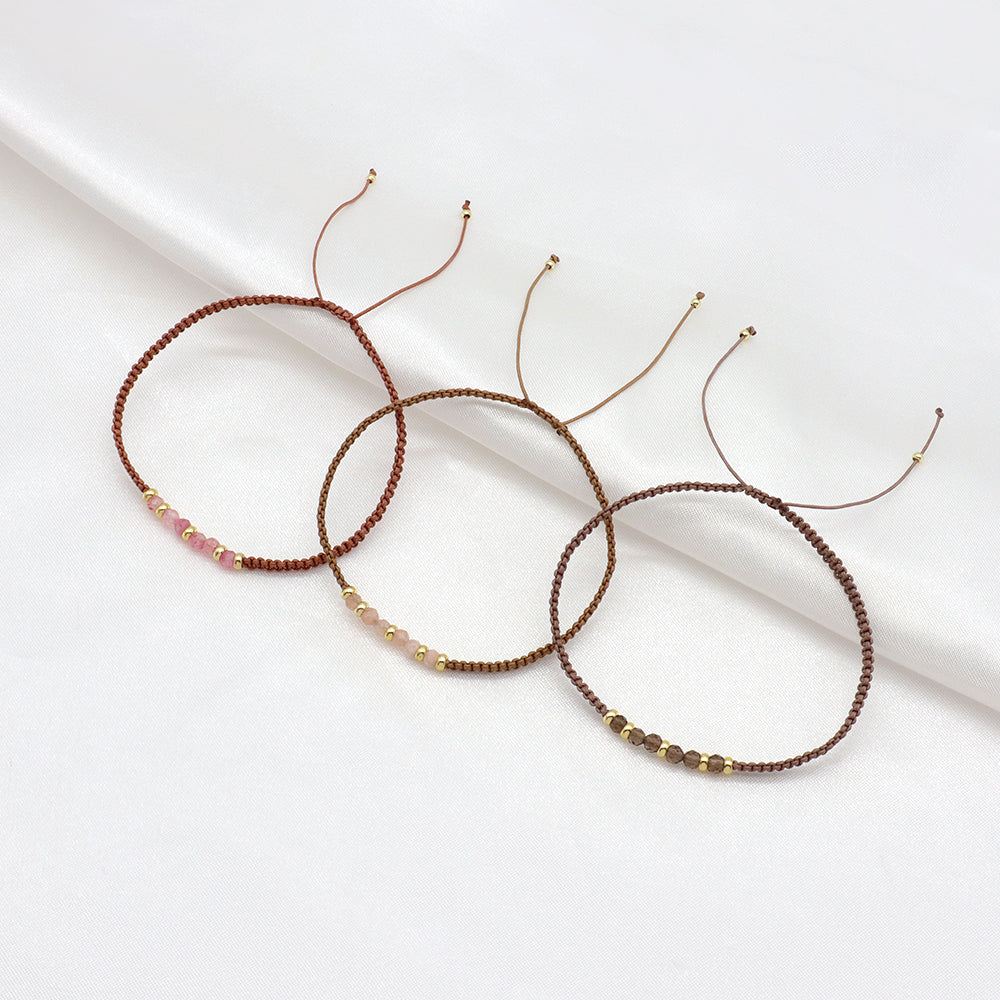 Handmade Customizable Natural Stone Brass Beads Gold Plated Bracelet