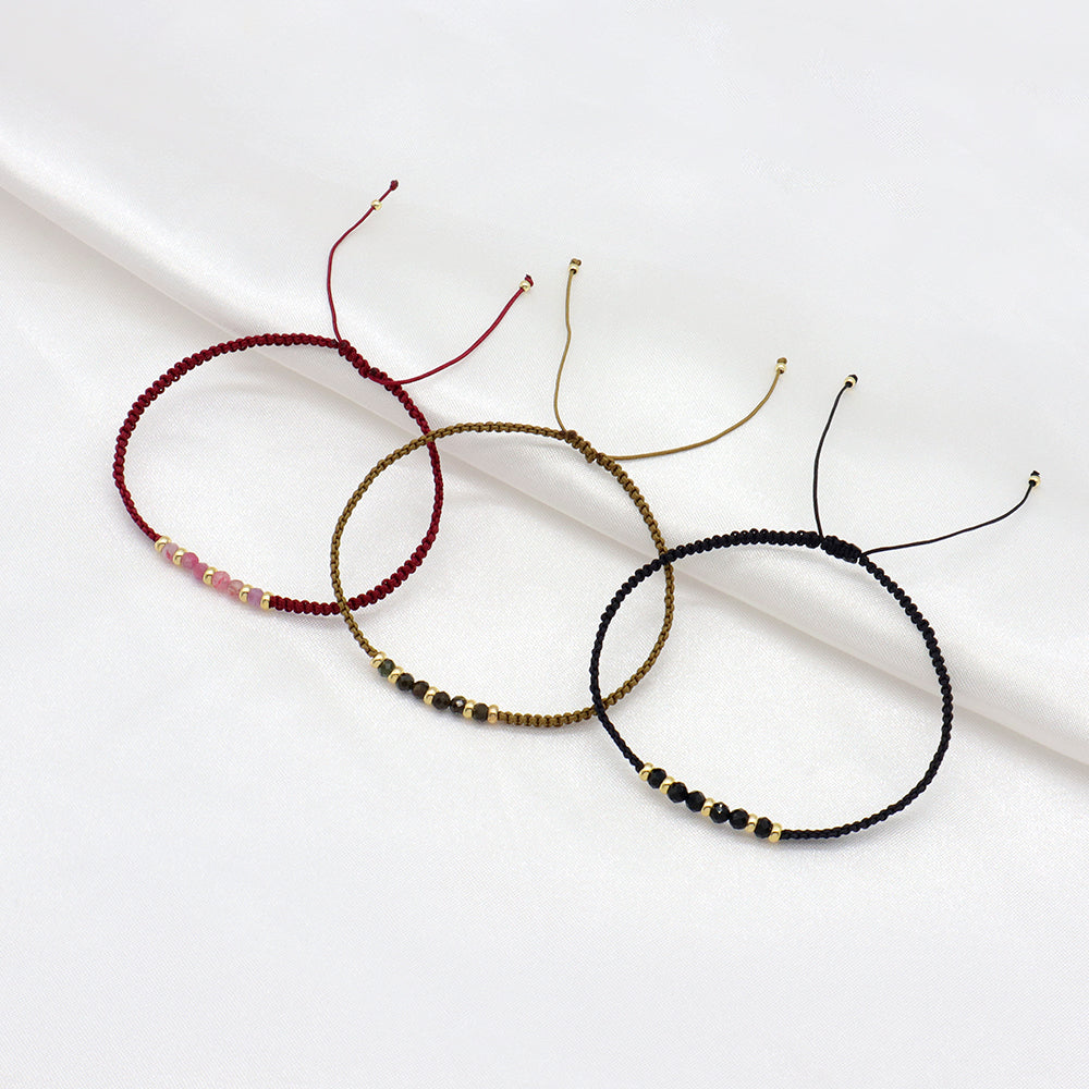 Handmade Customizable Natural Stone Brass Beads Gold Plated Bracelet