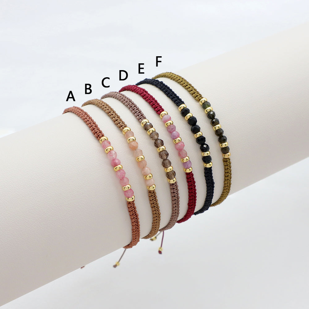 Handmade Customizable Natural Stone Brass Beads Gold Plated Bracelet