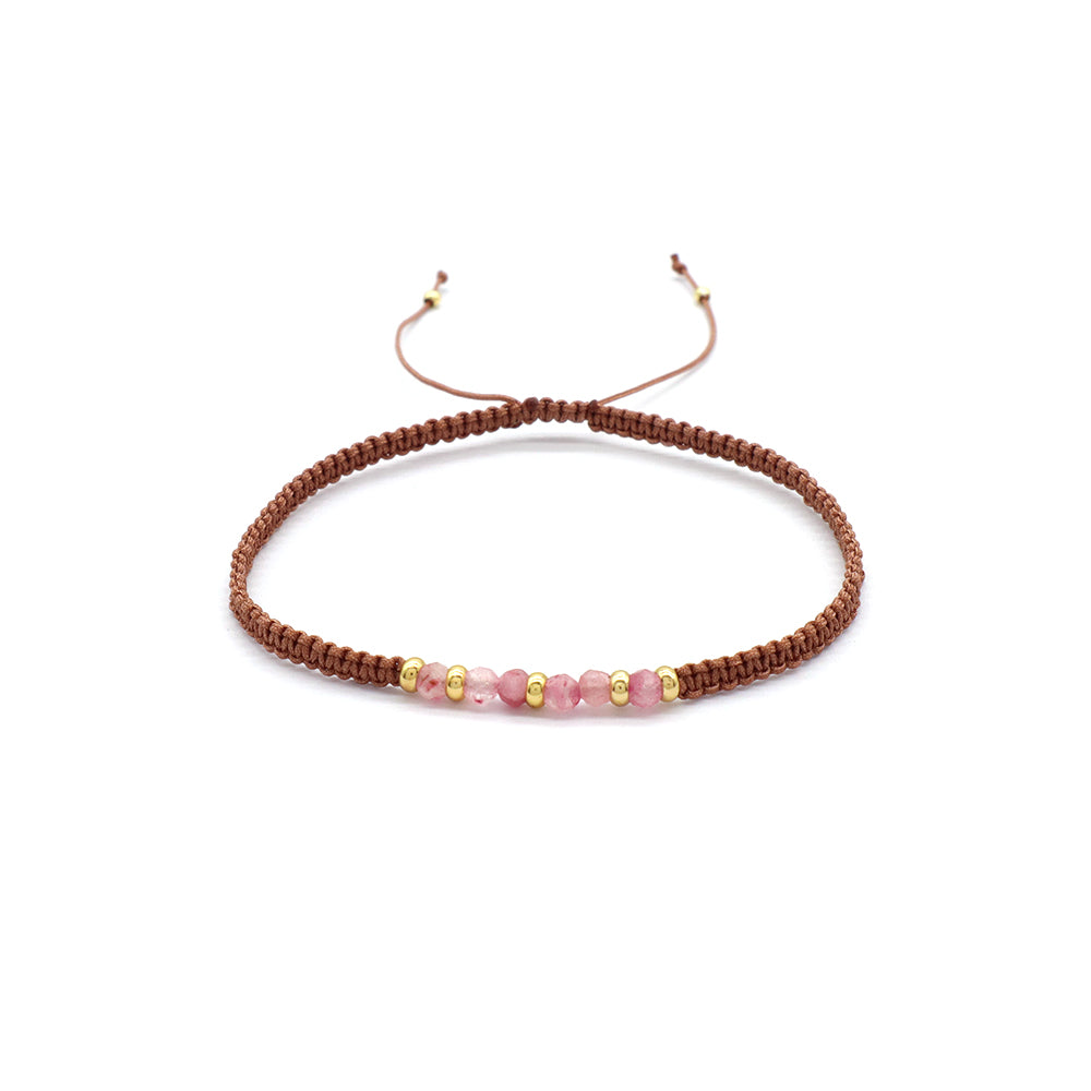 Handmade Customizable Natural Stone Brass Beads Gold Plated Bracelet