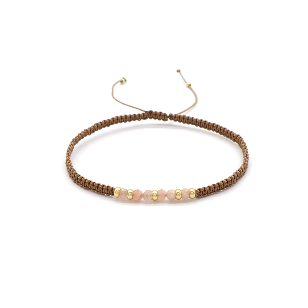 Handmade Customizable Natural Stone Brass Beads Gold Plated Bracelet