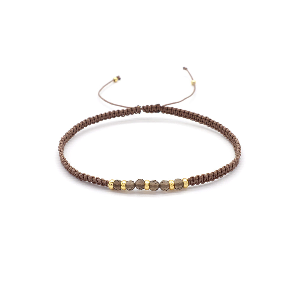 Handmade Customizable Natural Stone Brass Beads Gold Plated Bracelet