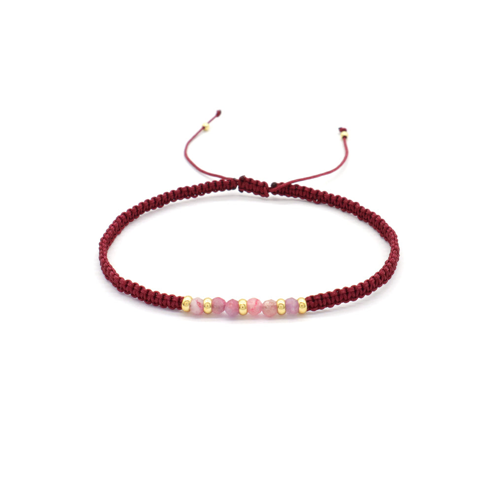 Handmade Customizable Natural Stone Brass Beads Gold Plated Bracelet