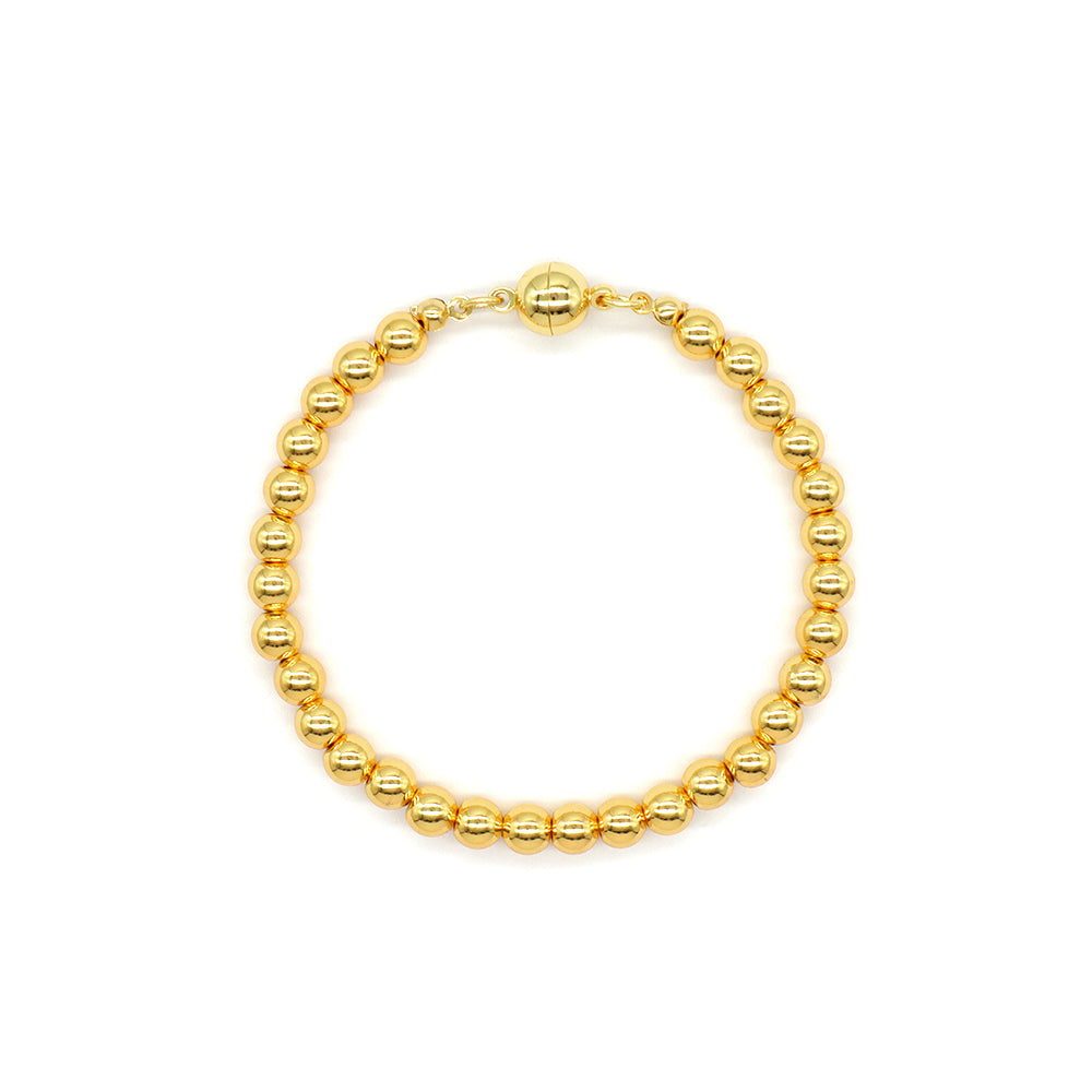 Handmade Customizable Natural Stone 6mm Brass Beads Gold Plated Bracelet