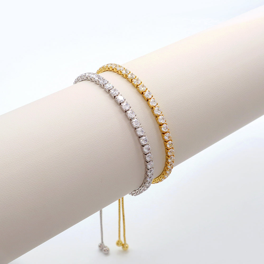 Handmade Customizable Ajustable CZ Bracelet Gold Plated Brass Bracelet