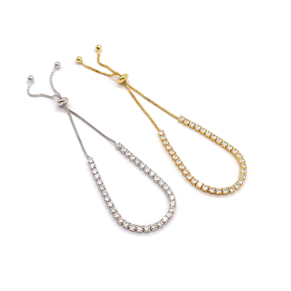 Handmade Customizable Ajustable CZ Bracelet Gold Plated Brass Bracelet