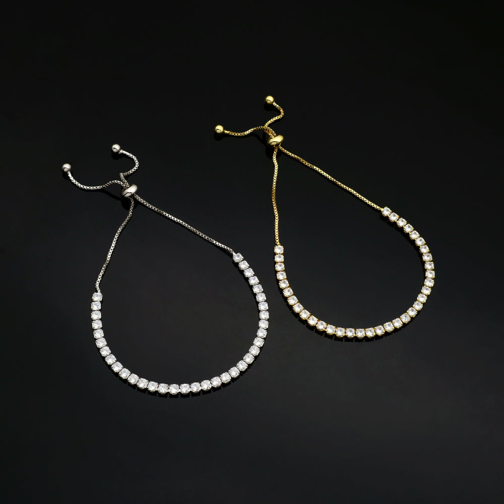 Handmade Customizable Ajustable CZ Bracelet Gold Plated Brass Bracelet