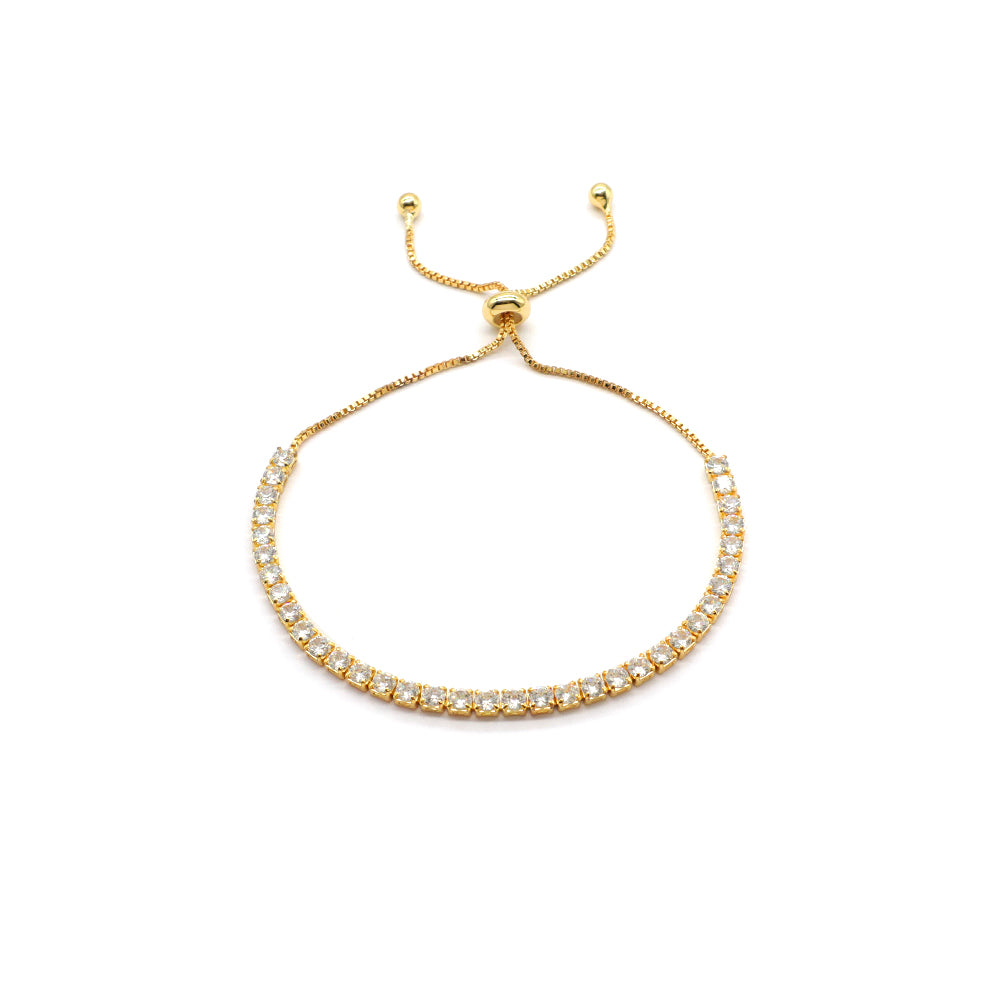 Handmade Customizable Ajustable CZ Bracelet Gold Plated Brass Bracelet