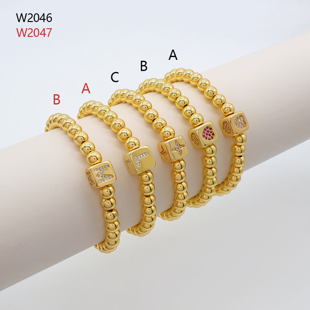 Handmade Customizable 6mm Brass Ball 9mm Charm With CZ Bracelet