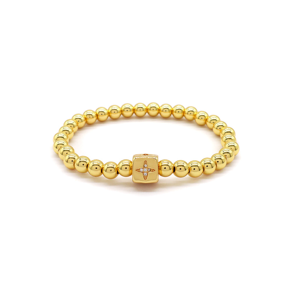 Handmade Customizable 6mm Brass Ball 9mm Charm With CZ Bracelet