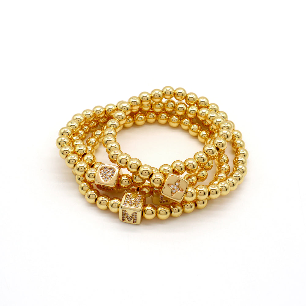 Handmade Customizable 6mm Brass Ball 9mm Charm With CZ Bracelet