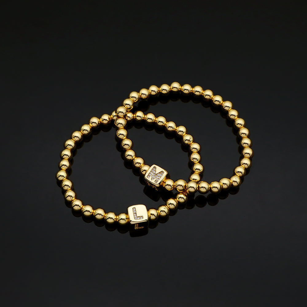 Handmade Customizable 6mm Brass Ball 9mm Charm With CZ Bracelet