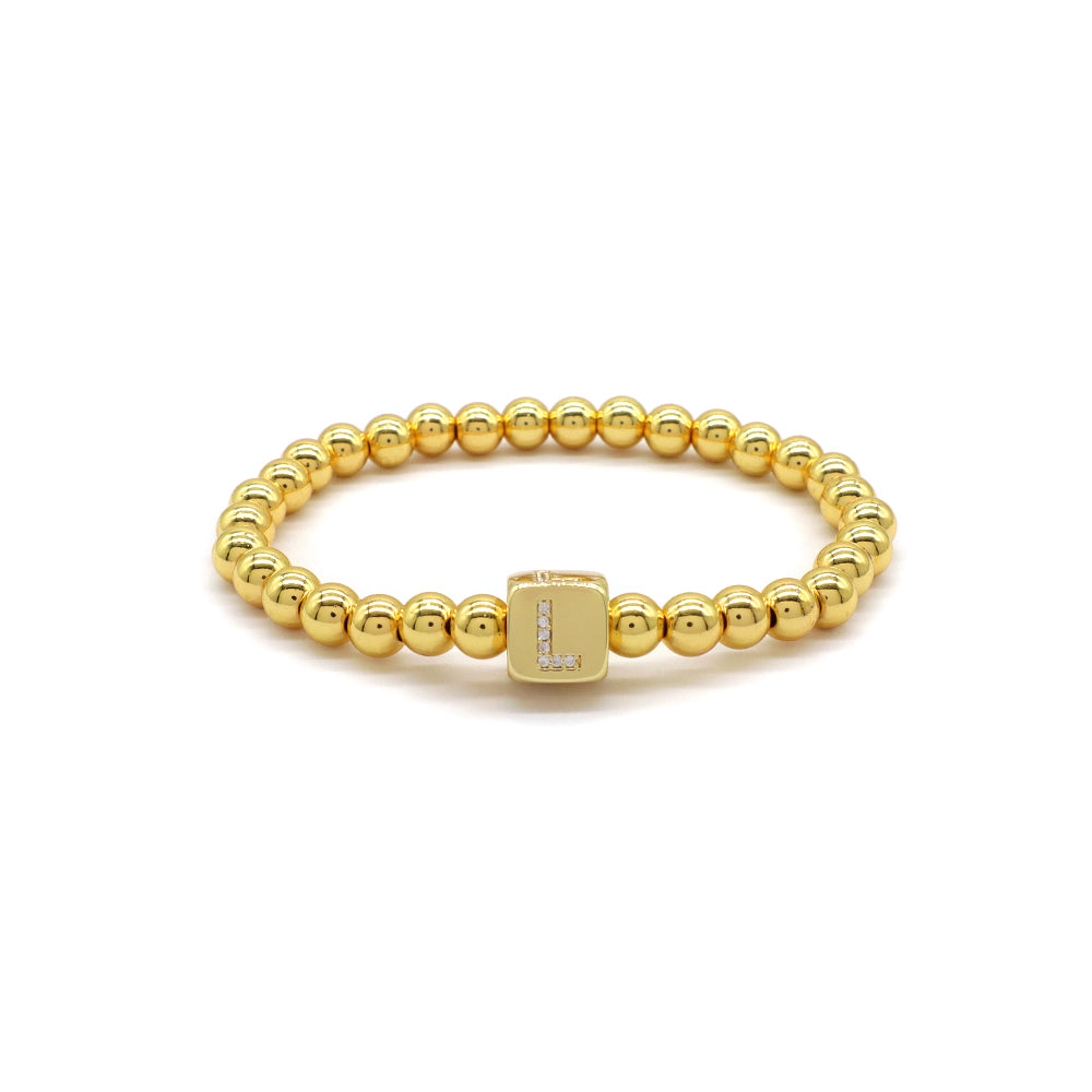 Handmade Customizable 6mm Brass Ball 9mm Charm With CZ Bracelet