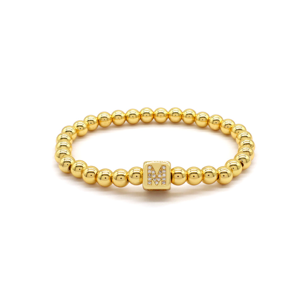 Handmade Customizable 6mm Brass Ball 9mm Charm With CZ Bracelet