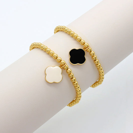 Handmade Customizable Brass Beads With Enamel Pendant Bracelet