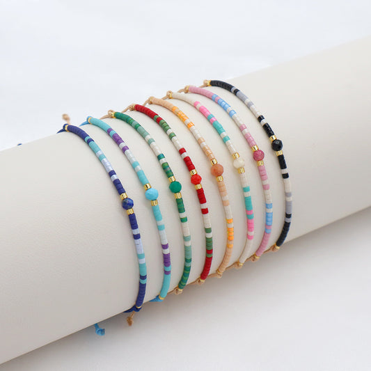 Handmade Customizable Miyuki Beads Bracelet With Natural Stone Bracelet