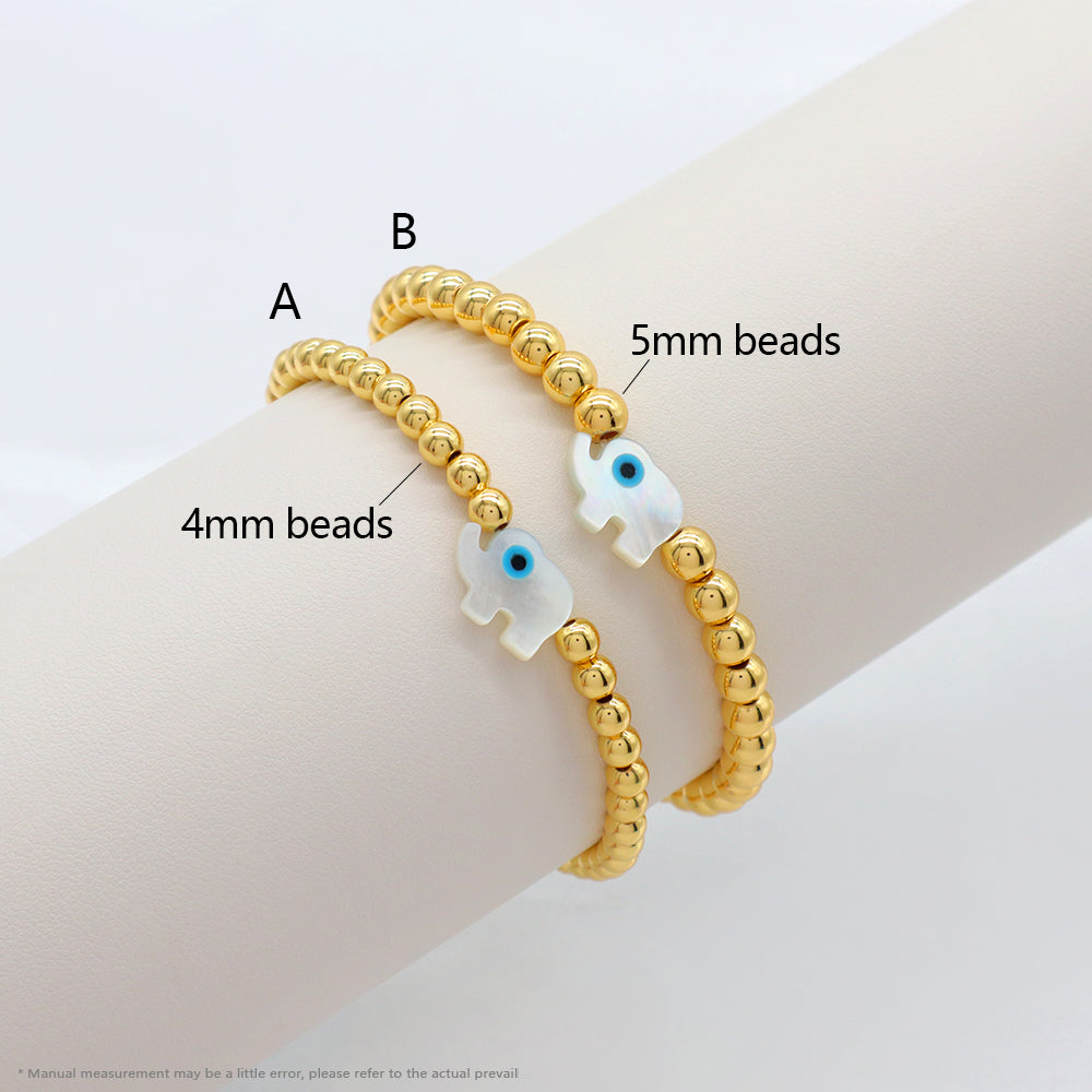 Handmade Customizable Brass Beads Bracelet With Shell Charm Bracelet