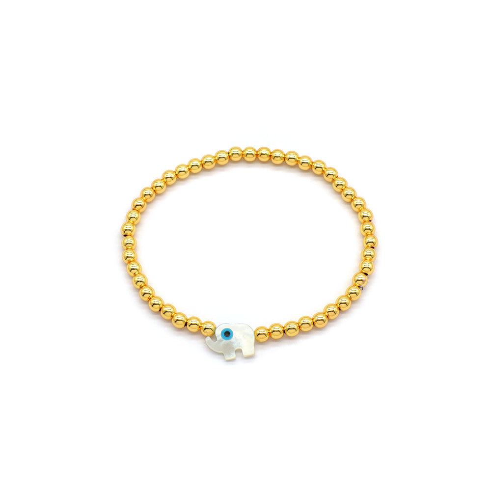 Handmade Customizable Brass Beads Bracelet With Shell Charm Bracelet