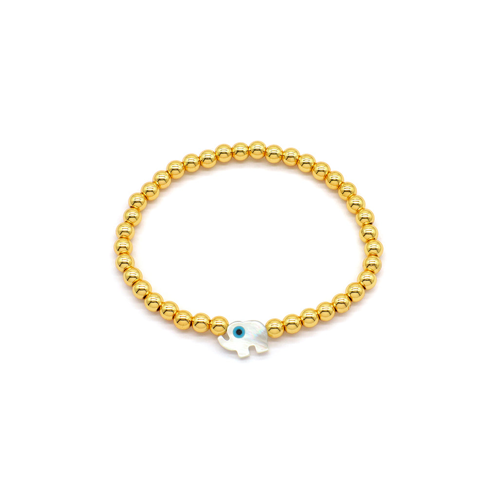 Handmade Customizable Brass Beads Bracelet With Shell Charm Bracelet