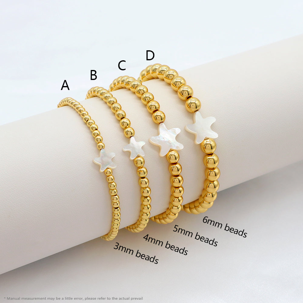 Handmade Customizable Brass Beads Bracelet With Shell Charm