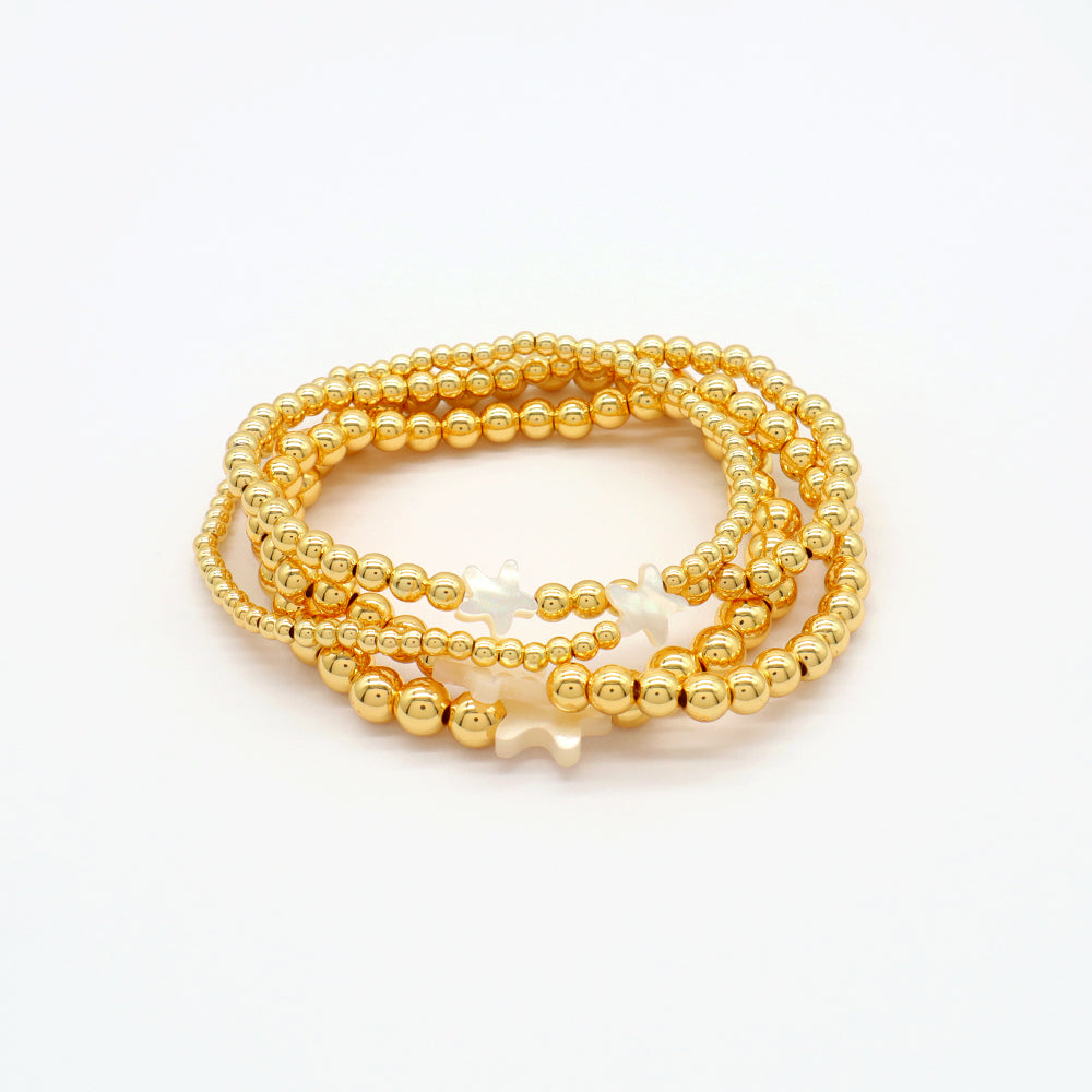 Handmade Customizable Brass Beads Bracelet With Shell Charm