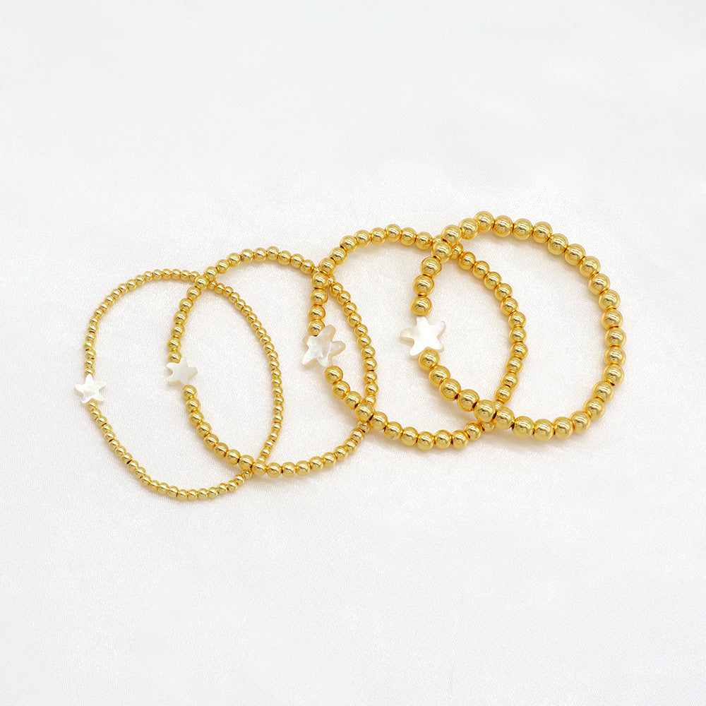 Handmade Customizable Brass Beads Bracelet With Shell Charm