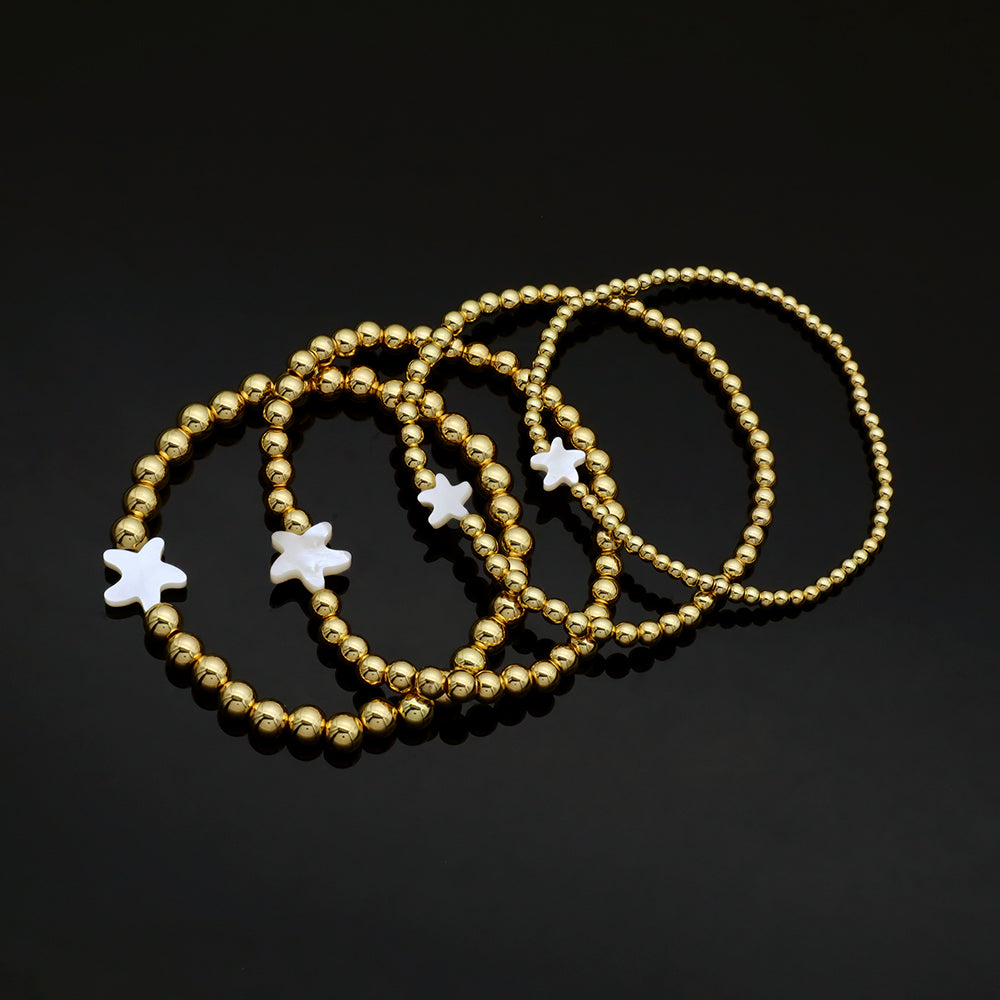Handmade Customizable Brass Beads Bracelet With Shell Charm