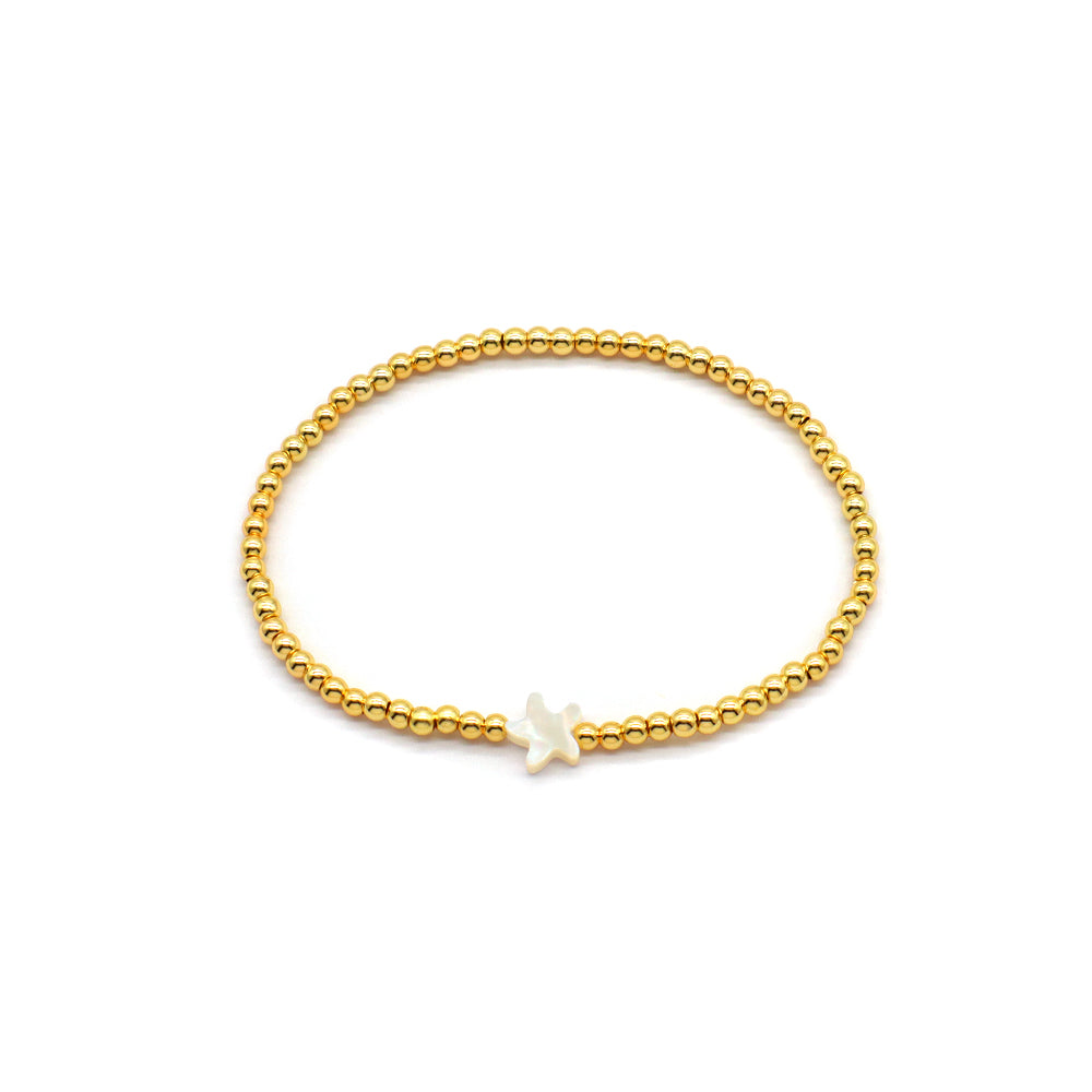 Handmade Customizable Brass Beads Bracelet With Shell Charm