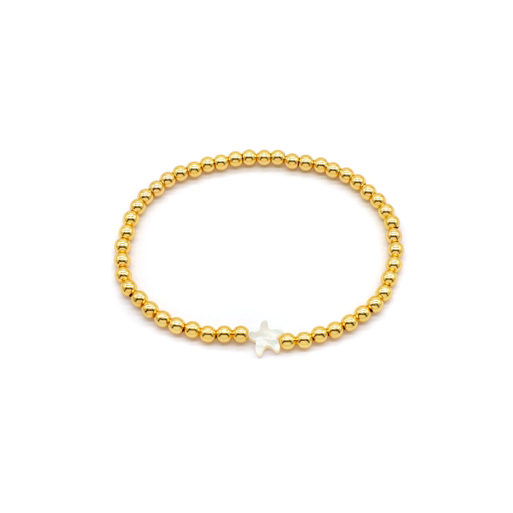 Handmade Customizable Brass Beads Bracelet With Shell Charm