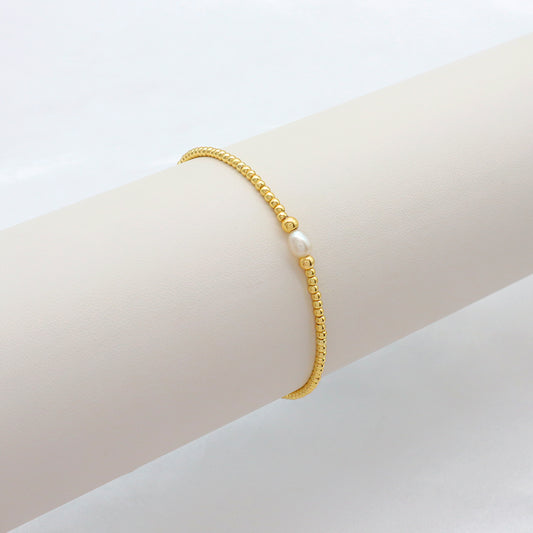 Handmade Customizable Brass Beads Bracelet With Fresh Water Pearl Bracelet