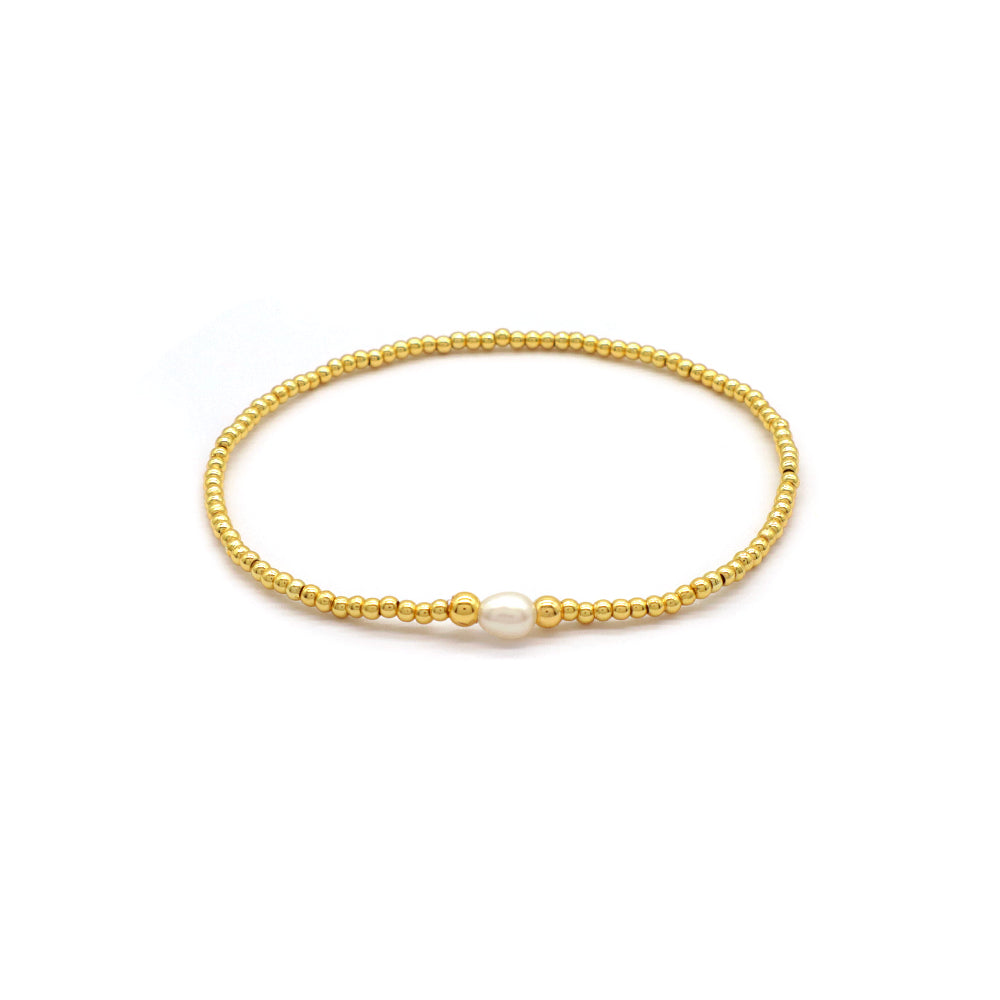 Handmade Customizable Brass Beads Bracelet With Fresh Water Pearl Bracelet